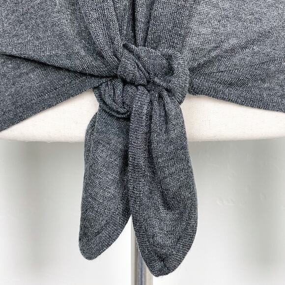 Madewell Lightweight Grey Knit Drop Sleeve Tie-Front Sweater - Picture 6 of 9